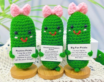 Handmade Crochet Pickles,Emotional Support Pickle,Positive Pickle,Big Fan Pickle,Crochet Sour Cucumber,Gift For her,Home Table/Desk Decor