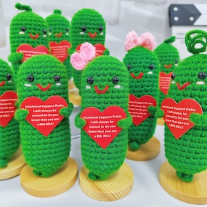 Bulk Sale Crochet Emotional Support Pickles,Mental Health Gift for Family/Friends/Team-Big Dill Pickle,Mother&#39;s Day Gift,Positive Vegetebles