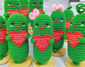 Bulk Sale Crochet Emotional Support Pickles,Mental Health Gift for Family/Friends/Team-Big Dill Pickle,Mother's Day Gift,Positive Vegetebles