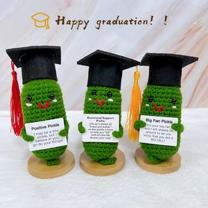 Graduation Season Gift Doctor Hat Pickle,Handmade Crochet Emotional Support Pickle,Graduation Gift for Classmate and Teacher,Gift for friend