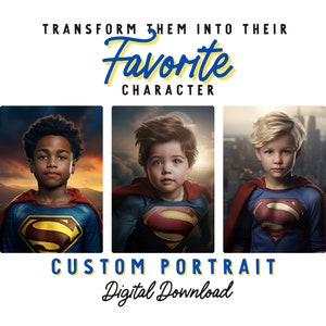 Custom Portrait Transformation for kids- Customizable Gift- Comic Fans become their favorite Hero