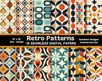 Carta digitale retrò: motivi vintage senza soluzione di continuità (download digitale)