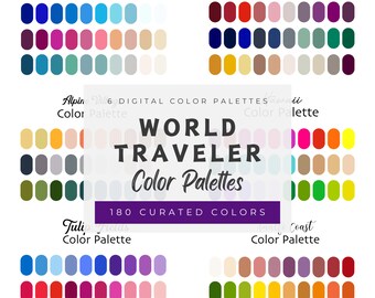 World Traveler Color Palette Bundle: 180 Colors for Procreate & Adobe (Digital Download)
