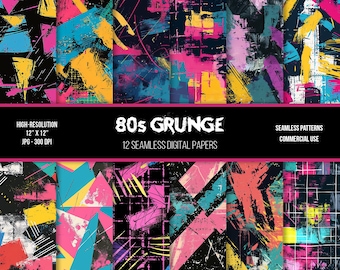 80s Grunge Seamless Digital Paper | Commercial Use | High-resolution | JPG | 1980s | 1990s | Distressed Textures | Backgrounds | Graffiti