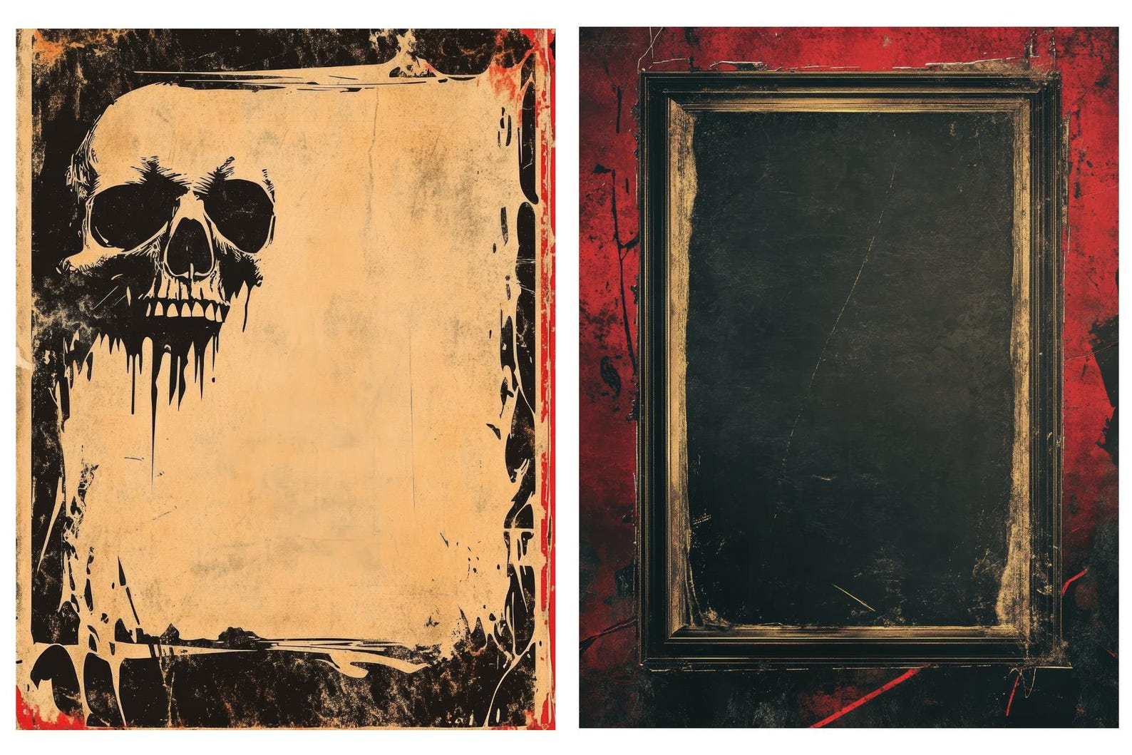 Red Frame Horror Horror Frames Digital Paper: Halloween Borders (8.5