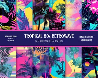 Carta digitale Retrowave anni '80 tropicale: motivi anni '90 senza soluzione di continuità (download digitale)