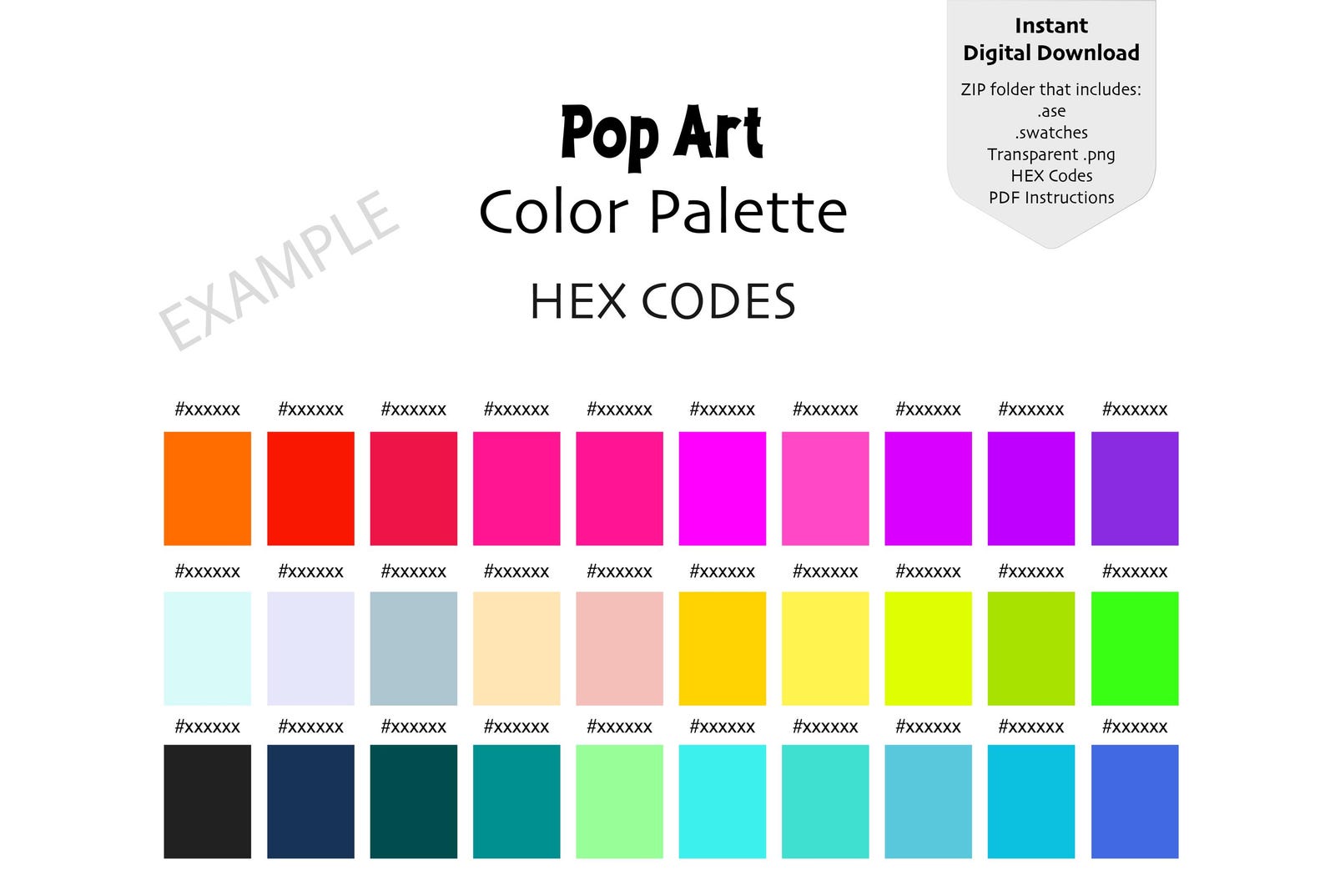 Pop Art Color Palette 30 Retro Neon Hues For Procreate Adobe pop-art-color-palette-30-retro-neon-hues-for-procreate-adobe