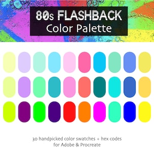 80s Flashback Color Palette: 30 Retro Procreate & Adobe (Digital Download)