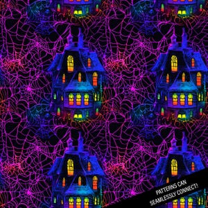 Neon Halloween Seamless Digital Paper: Tangled Webs | Commercial Use ...