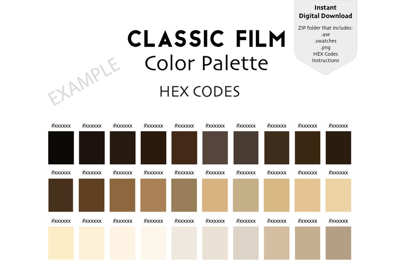 Classic Film Procreate & Adobe Digital Color Palette | Instant Download ...