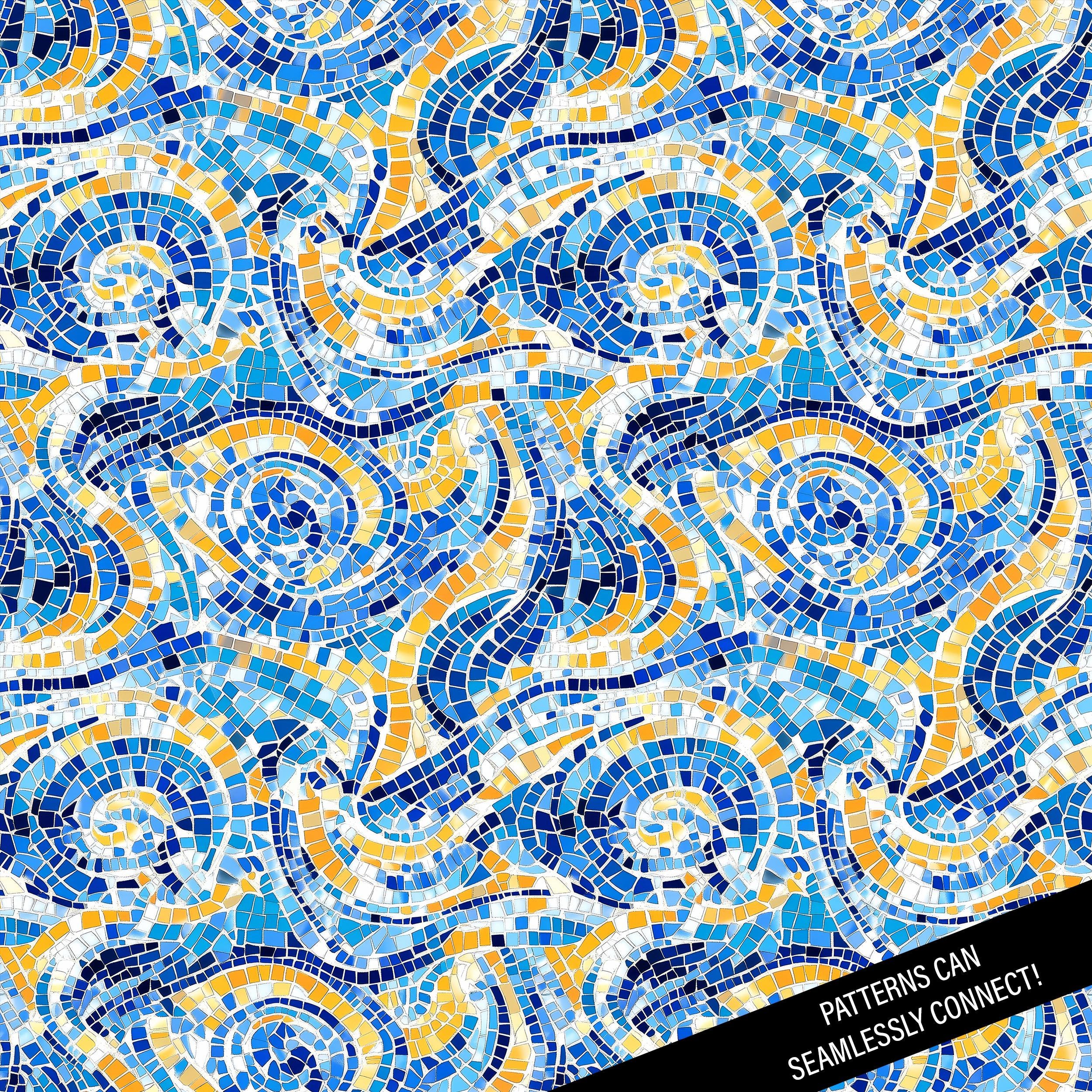 Gaudi-inspired Mosaic Tiles Digital Paper: Spanish Art Seamless ...