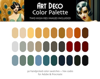 1920s Art Deco Digital Color Palette: 30 Vintage Hues for Procreate & Adobe (Digital Download)