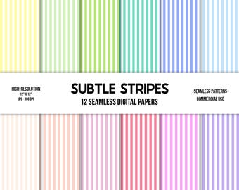 Subtle Stripes Digital Paper: Seamless Pastel Patterns (Digital Download)