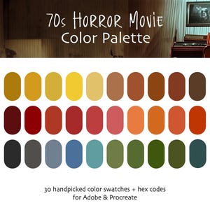 70s Horror Movie Procreate & Adobe Digital Color Palette | Instant ...
