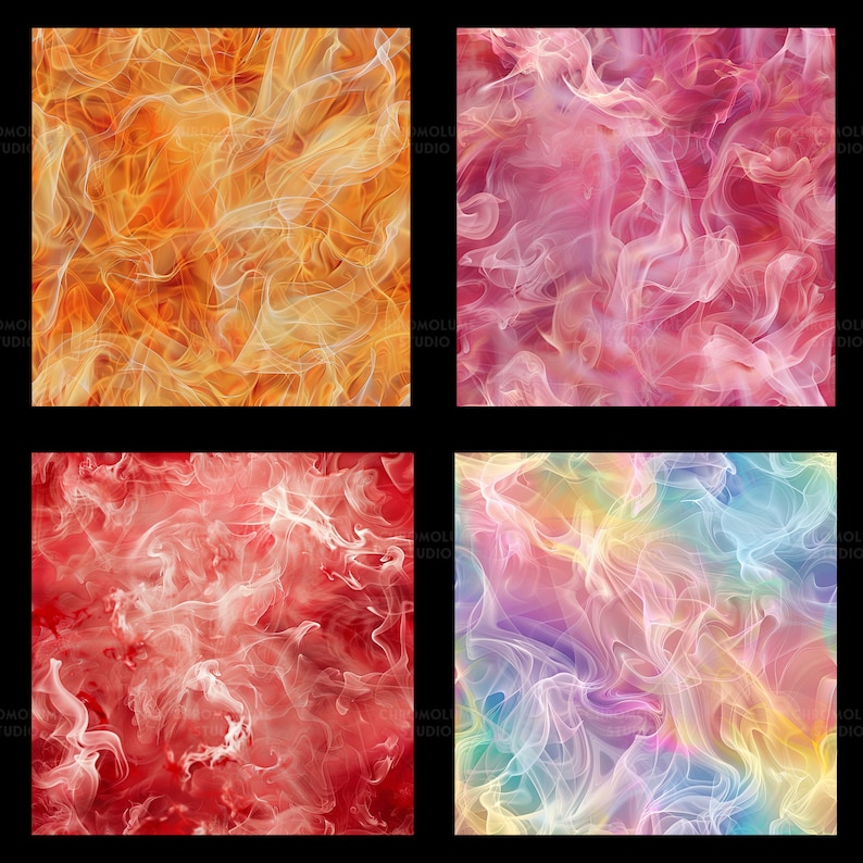 Ethereal Smoke Digital Paper: Seamless Colorful Mist Patterns (digital ...