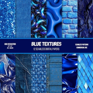 Blaue Texturen Nahtloses Digitales Papier | Kommerzielle Nutzung | Hochauflösend | 300 dpi | JPG | Tapete | Hintergründe