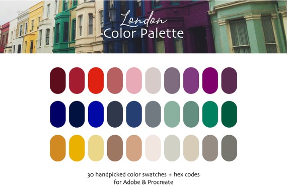 London Inspired Digital Color Palette: 30 Hues for Procreate & Adobe (Digital Download)