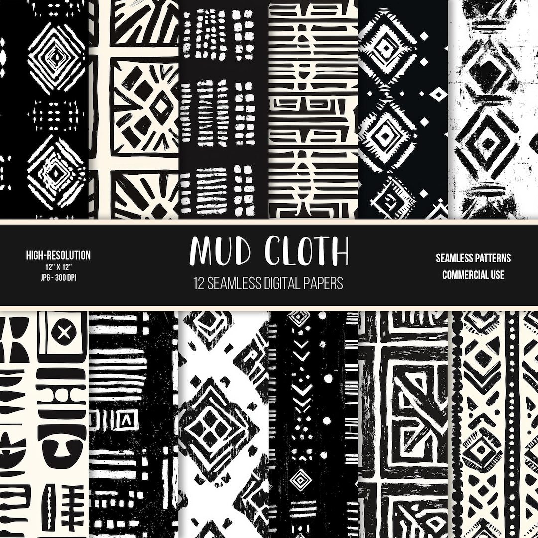 Mud Design Patterns Mud Cloth Digital Paper: Geometric Patterns (digital Download) - Etsy