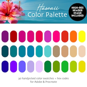 Hawaii Inspired Procreate & Adobe Digital Color Palette | Instant Download | HEX Codes | Procreate | Swatches | Adobe | Digital Illustration