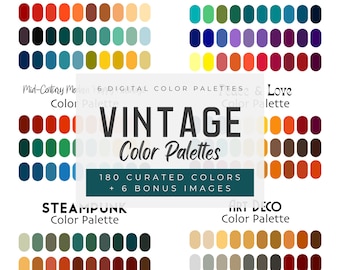 Vintage Color Palette Bundle: Art Deco, Steampunk, Mid-Century Modern, Retro (Digital Download)