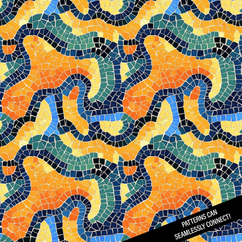 Gaudi-inspired Mosaic Tiles Digital Paper: Spanish Art Seamless ...