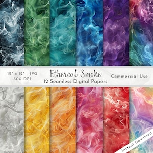 Ethereal Smoke Seamless Digital Paper / Uso commerciale / Alta risoluzione / 300 dpi / JPG / Vapore / Nebbia / Nebbia