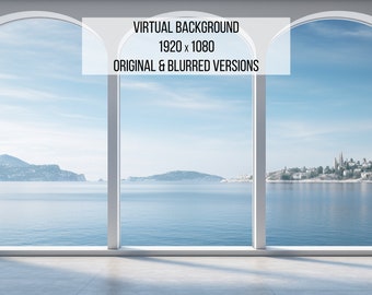 Von der Italienischen Küste inspirierter Virtueller Hintergrund | Hintergrund | Zoomen | Microsoft Teams | WebEx | Google+Meet | Telefon | Sofort Download