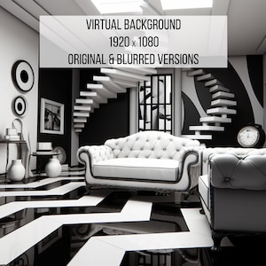 Geometric Black & White Virtual Meeting Background | Zoom | Microsoft Teams | WebEx | Google Meet | Skype | Instant Download | Modern Living