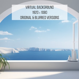 Santorini-inspired Virtual Meeting Background | Backdrop | Zoom | Microsoft Teams | WebEx | Google Meet | Skype | Instant Download | Greece