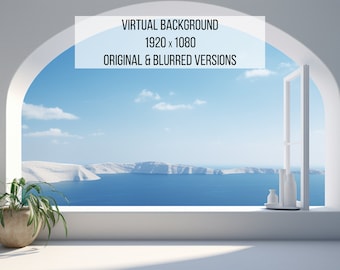 Santorini-inspirierter Virtueller Hintergrund | Hintergrund | Zoomen | Microsoft Teams | WebEx | Google+Meet | Telefon | Sofortdownload | Griechenland