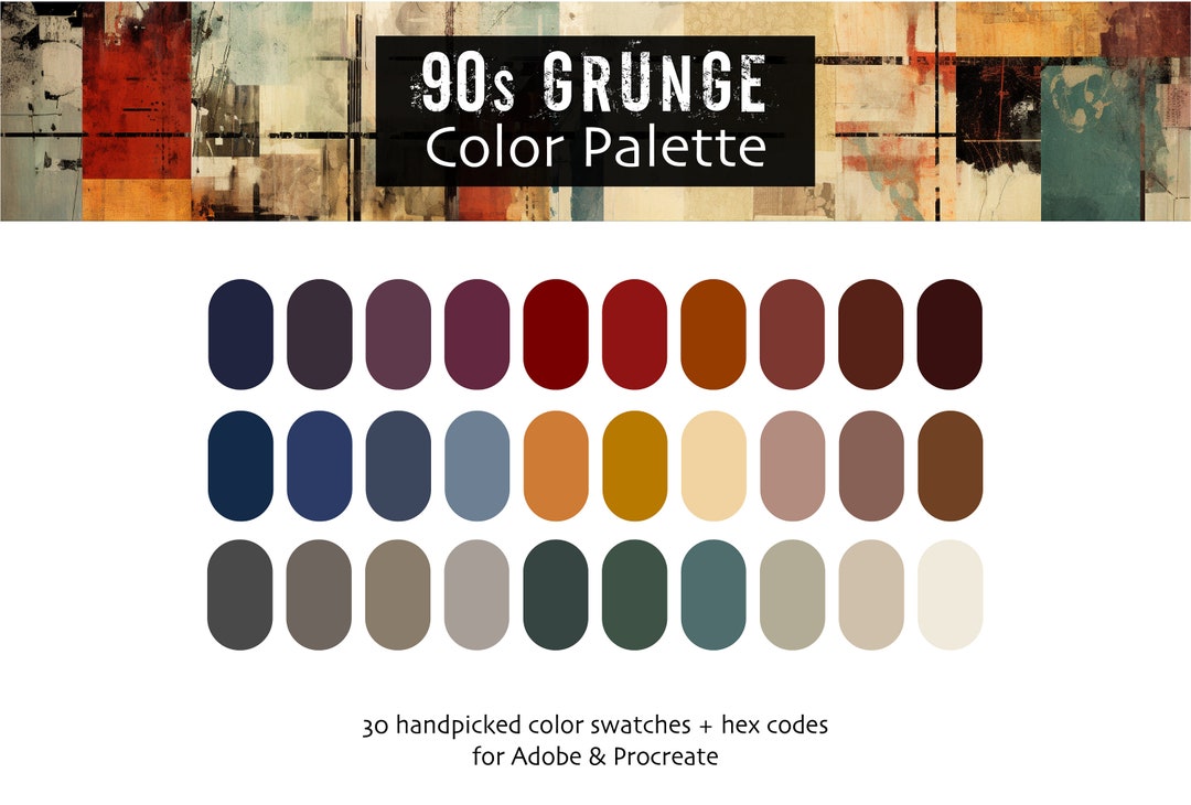 90s Grunge Color Palette: Moody Retro Swatches (digital Download) - Etsy