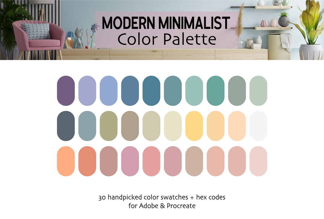 Modern Minimalist Digital Color Palette: 30 Neutral Hues for Procreate ...