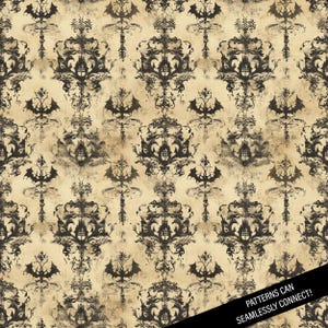 Gothic Halloween Seamless Digital Paper | Commercial Use | JPG | Bats ...