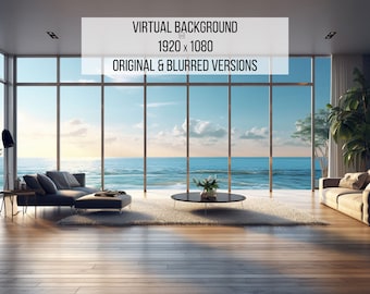 Strandhaus-Virtuelles Treffen Hintergrund | Hintergrund | Zoomen | Microsoft Teams | WebEx | Google+Meet | Telefon | Sofortdownload | Digitalbild