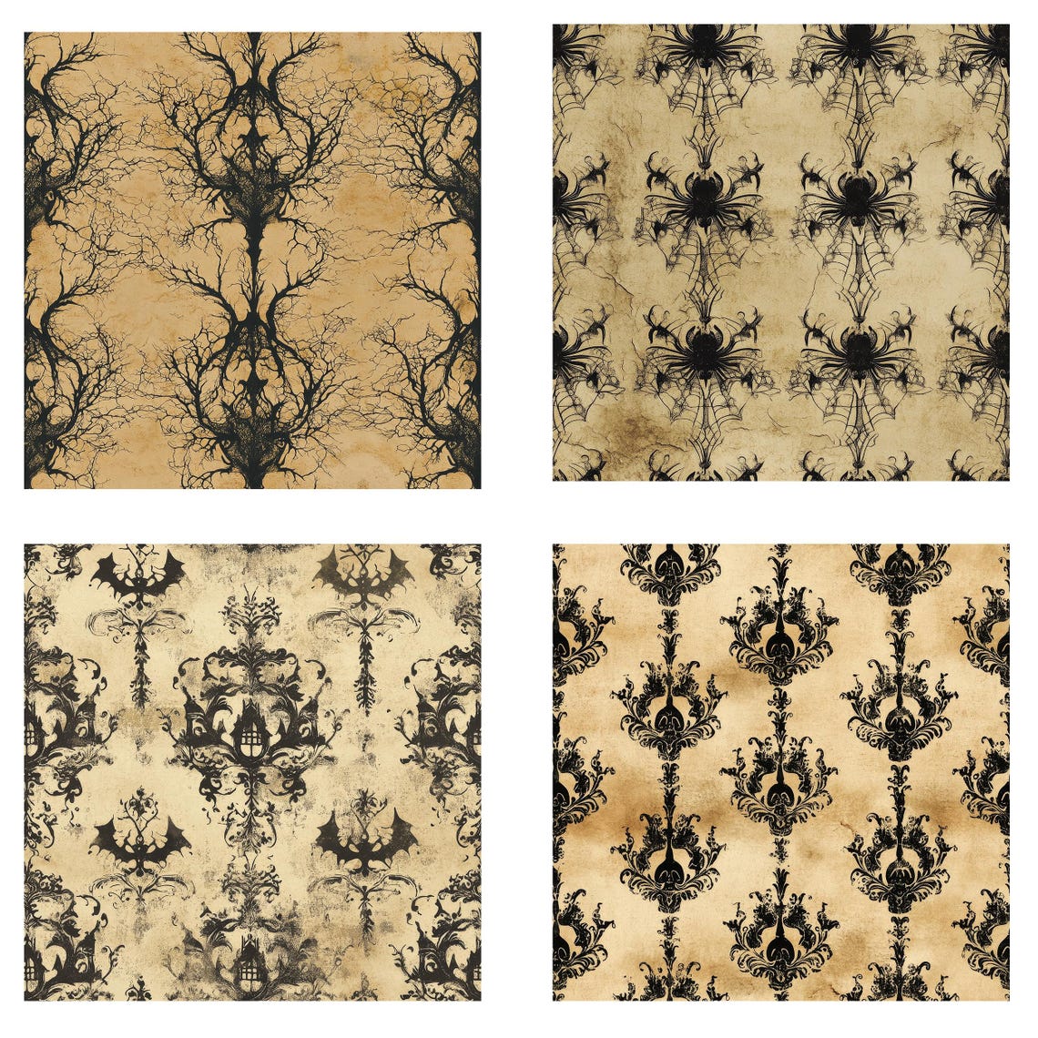 Gothic Halloween Seamless Digital Paper | Commercial Use | JPG | Bats ...