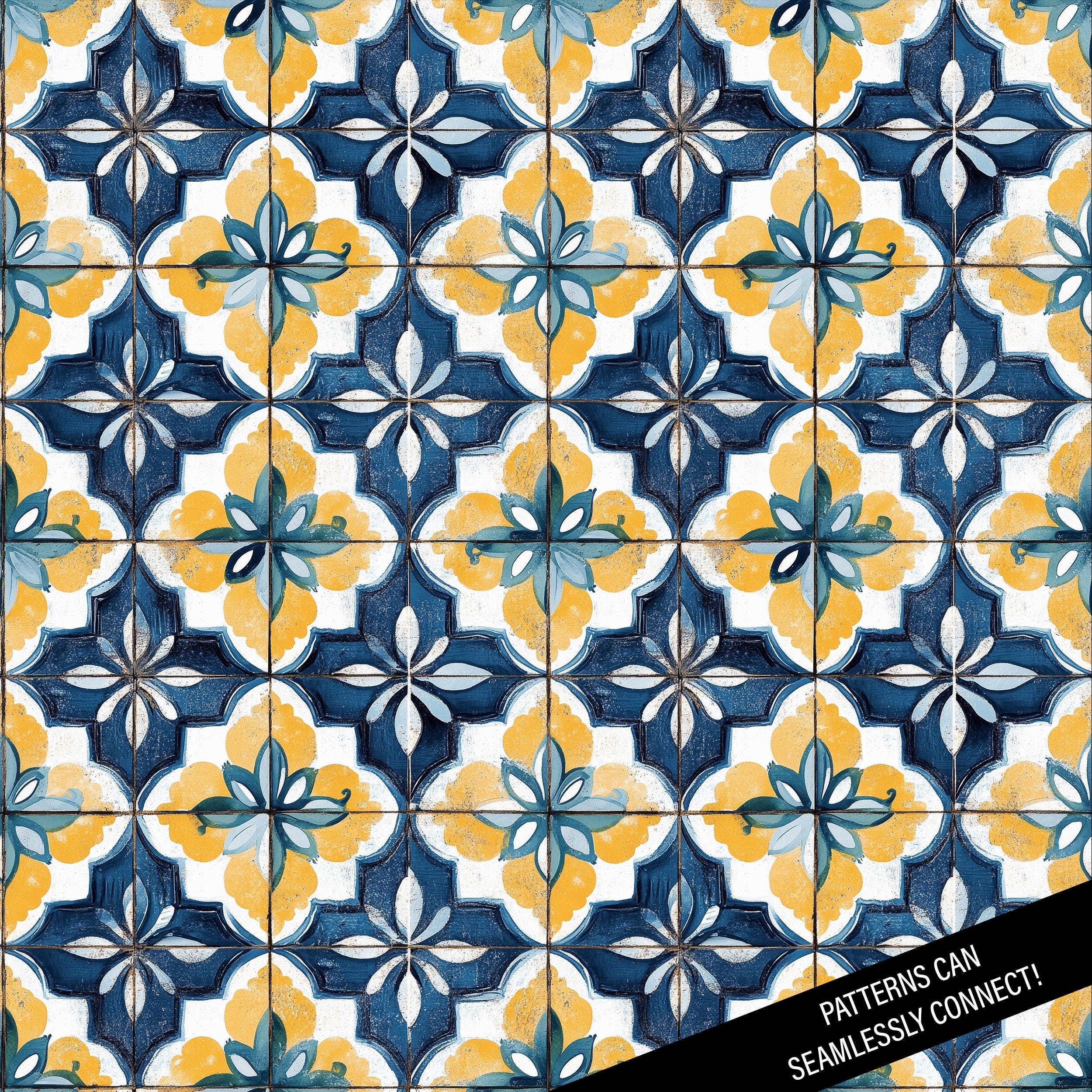 Spanish Tiles Digital Paper: Seamless Mediterranean Tile Patterns ...