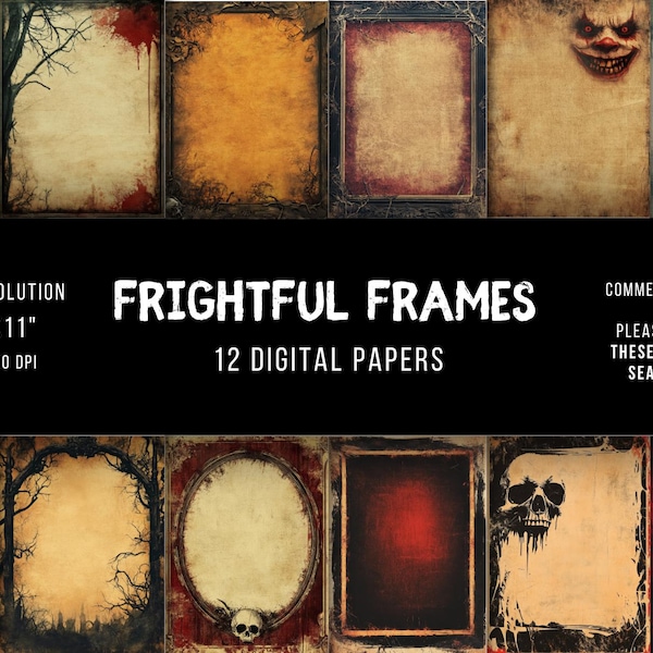 Horror Frames Digital Paper: Halloween Borders (8.5"x11" JPG Digital Download)