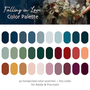 Falling in Love Wedding-Inspired Procreate & Adobe Digital Color Palette | Instant Download | HEX Codes | Procreate | Swatches | Adobe