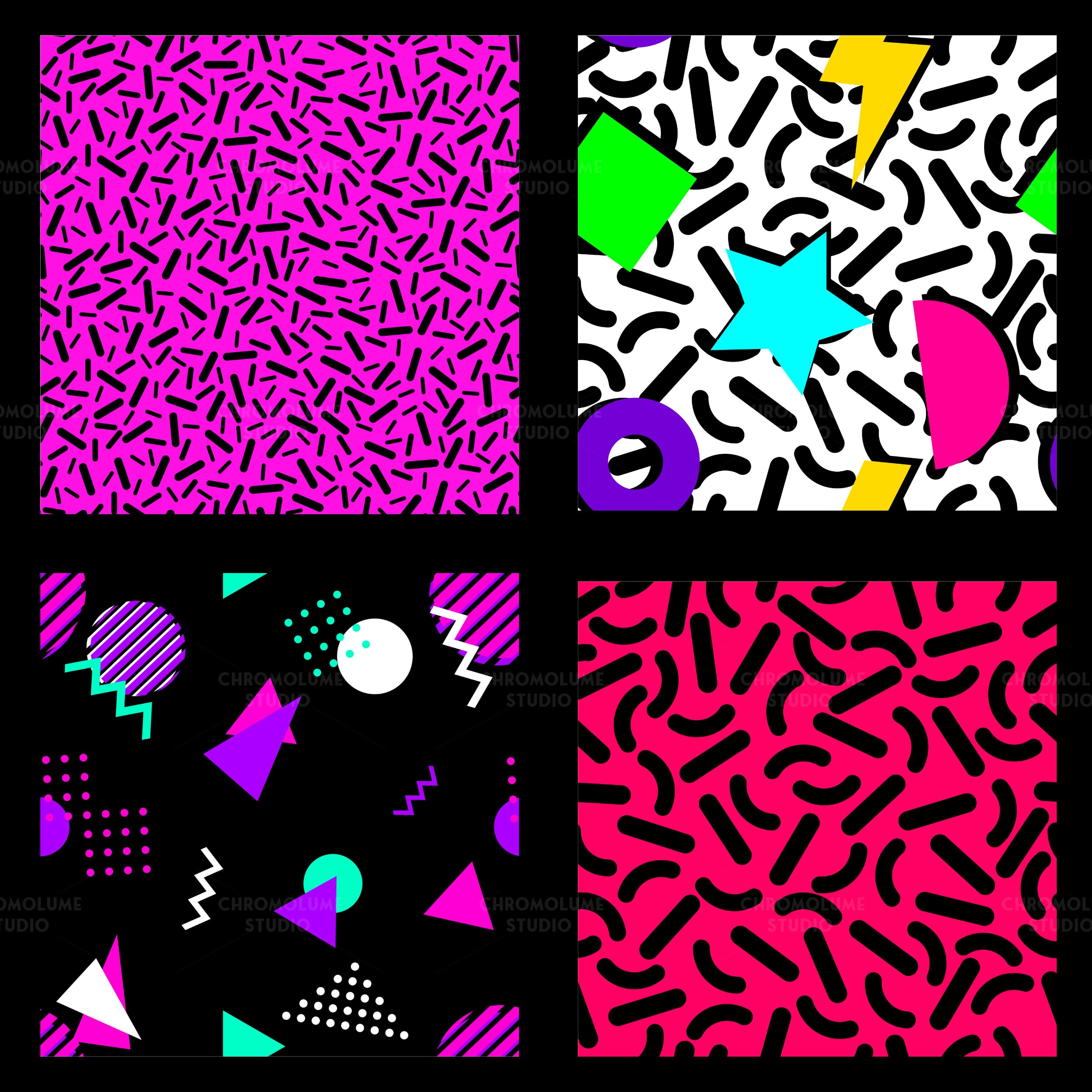 90s Neon Shapes Seamless Digital Paper | Commercial Use | High ...