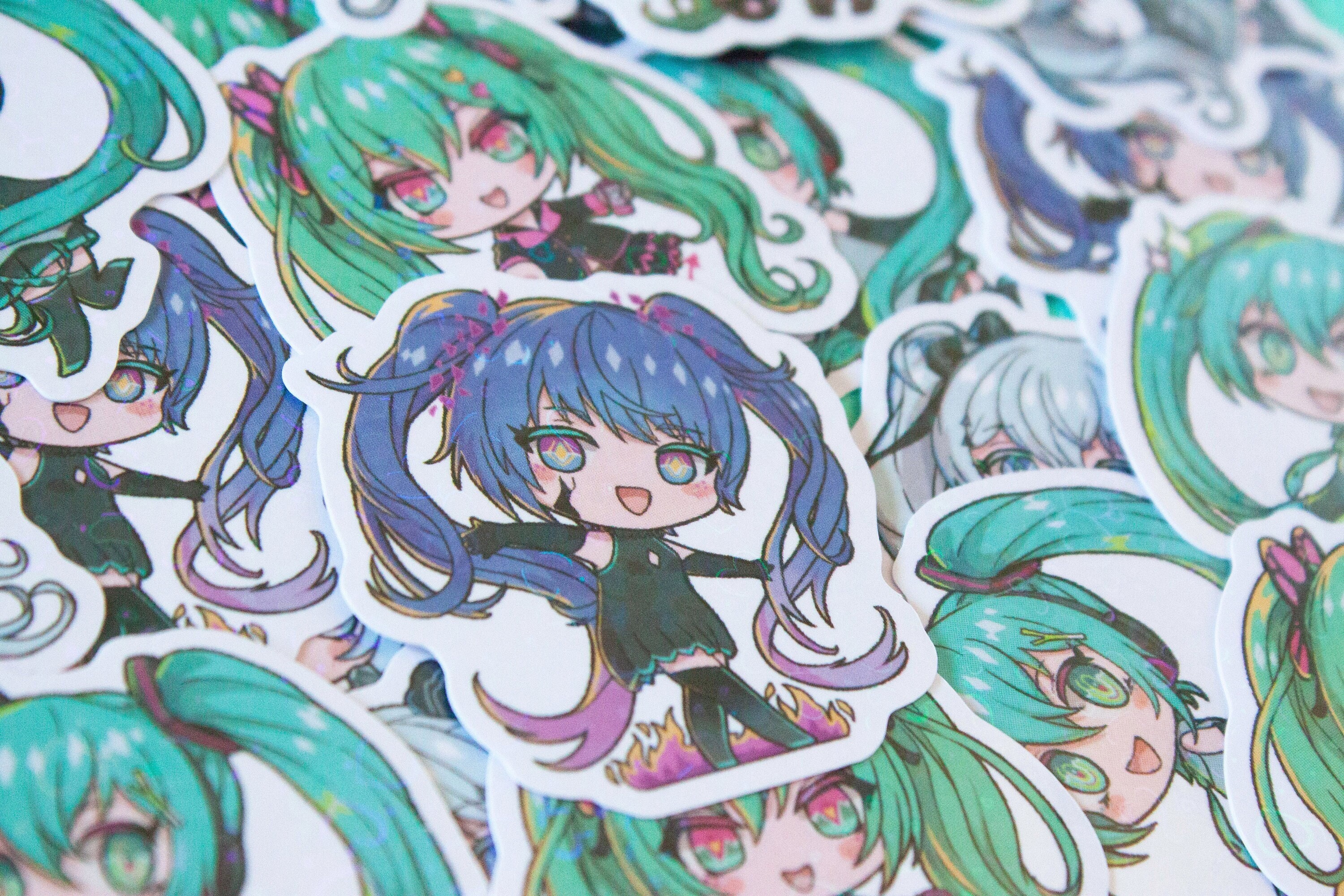 Hatsune Miku Holographic and Vinyl Chibi Stickers snow Miku, Sakura Miku,  and More Kawaii Vocaloid Weatherproof Laminated Stickers 