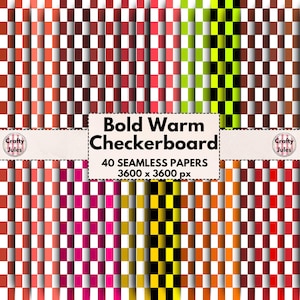 Bold Warm Checkerboard Seamless Digital Papers, 40 Printable Patterns, Backgrounds for Collage, Scrapbooks, Journals, Cards, Commercial Use