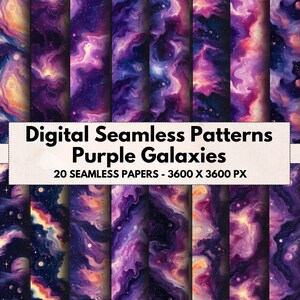 Digitaal papier Purple Galaxy: naadloze sterrenbeeldpatronen (12 x 12 inch jpg&#39;s, commercieel gebruik