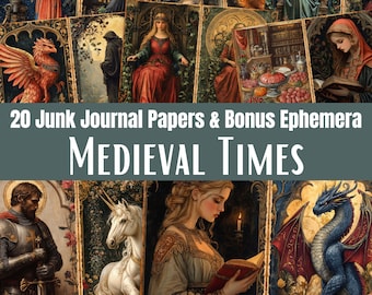 Medieval Times Journal Pages, Dark Fantasy Scrapbook Paper Pack, Digital Download