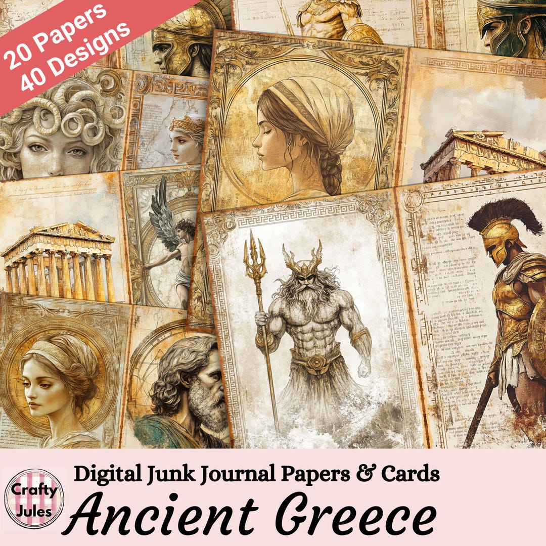 Ancient Greece Junk Journal Papers, Historical Civilisations Scrapbook ...