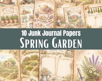 Spring Garden Junk Journal Papers, Gardening Scrapbook & Craft Pages, Digital Download