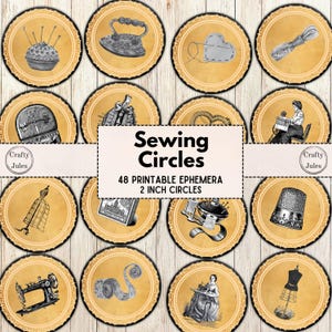 Sewing Ephemera Circles: Vintage Printable Embellishments (Digital Download)