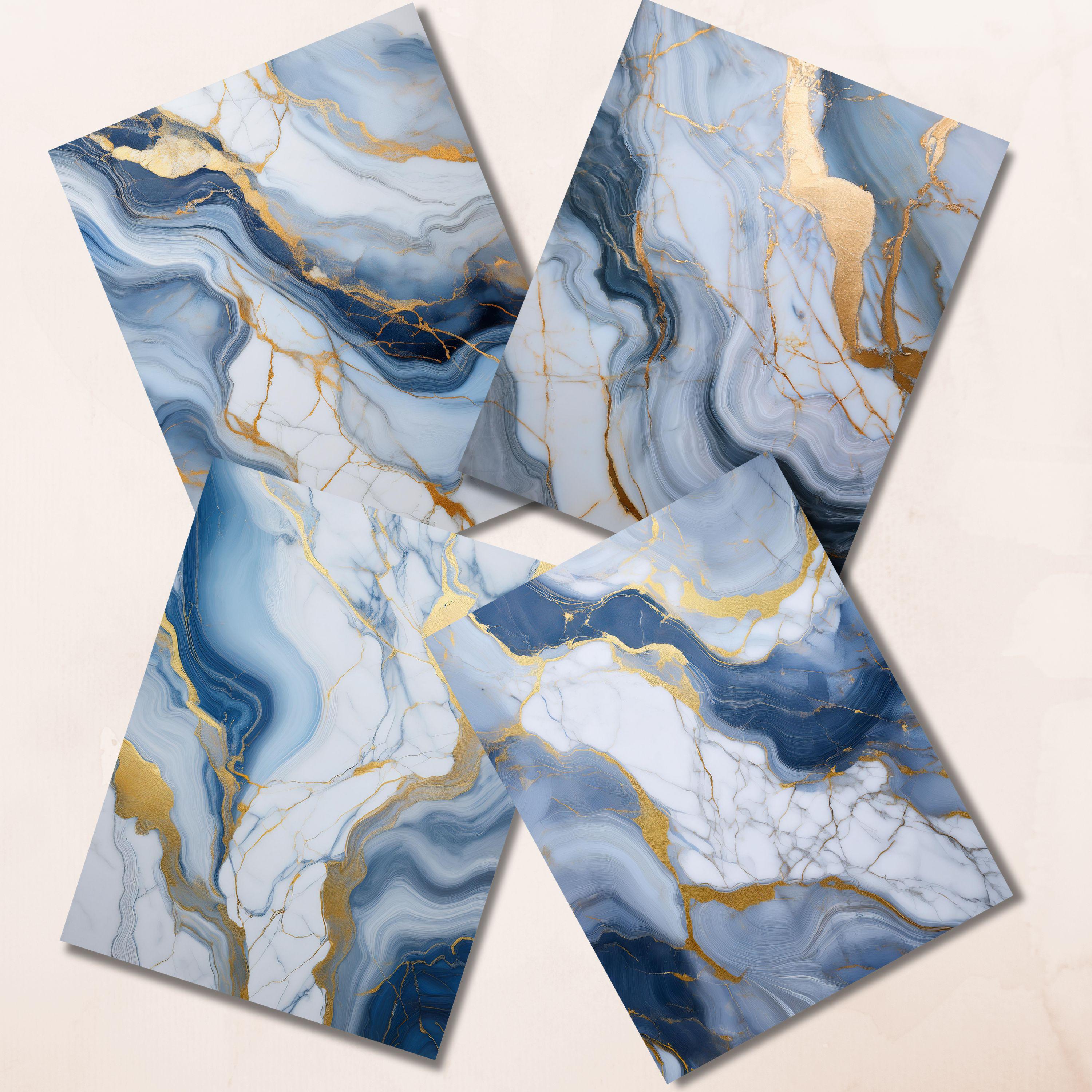 Blue Marble Printable Paper Pack Marbled Patterned Digital Pages ...