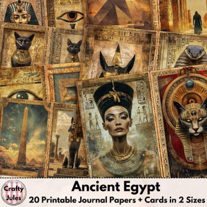 Antikes Ägypten Digitales Junk Journal Papiere - 20 druckbare Seiten, + Karten & ATCs für Scrapbooks, Journals, Collagen, Kartenherstellung