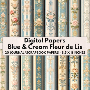 Fleur de Lis Digital Paper: French Provincial Scrapbook Pages (Digital Download)