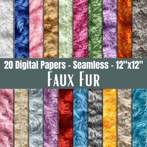 Faux Fur Digital Papers, Fabric Effect Seamless, Scrapbook, Hobby, & Craft Papers, 12x12in